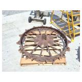 LARGE VINTAGE HEAVY STEEL WHEEL