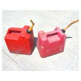 2- RED PLASTIC FUEL CANS