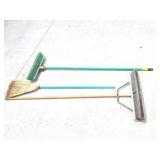 3- BROOMS- 2 PUSH BROOMS AND ONE REGULAR-
