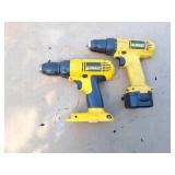 2 DEWALT DRILLS- ONE BATTERY