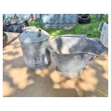GALVANIZED VINTAGE-COAL BUCKET AND GAS CAN