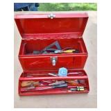 RED METAL TOOL BOX AND ALL TOOL CONTENTS