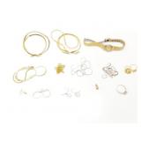 2.4g 18k yg pr hoop earrings; 2.2g .925 ring with