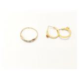 1.1g 18k yg pr hoop earrings with red bead in