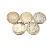 5 - DOLLARS MORGAN 1886 & 1921;