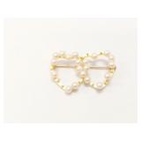 3.8g 14k yg double heart pin with white beads;