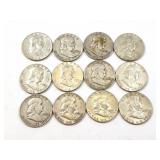 12 - HALF DOLLARS FRANKLIN 1950-1963;