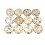 12 - HALF DOLLARS STANDING LIBERTY 1936-1946;