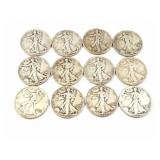 12 - HALF DOLLARS STANDING LIBERTY 1936-1946;