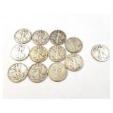 11 - HALF DOLLARS WALKING LIBERTY 1935-1945; HALF