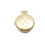 14k yg pocket watch (running) with a quarter hour