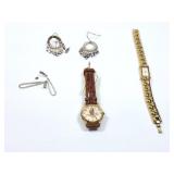 gold toned ladies bulova wrist watch; ladies