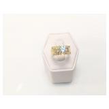 6.1g 14k yg ring with several diamond chips and 1