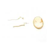 .8g 10k yg pr earrings; approx 1.3g 14k yg pin