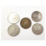 2 - DOLLARS PEACE 1922 & 1925; 2 - DOLLARS MORGAN