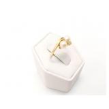 2.4g 14k yg ring with 2 small pearls and 2