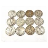 12 - HALF DOLLARS WALKING LIBERTY 1917-1944;