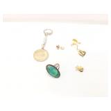 0.9g 10k yg bird pin; 0.7g 14k yg pearl pin;