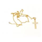 6.8g 14k yg chain with 14k yg cross pendant;