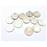 12 - HALF DOLLARS KENNEDY 1964;