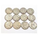 12 - HALF DOLLARS FRANKLIN 1951-1963;