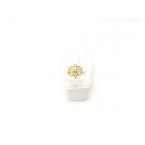 3g 14k yg ring with several clear stones;