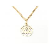 22.8g 14k yg necklace with round pendant;