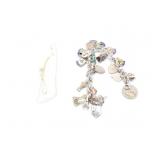 1.2g 14k yg thin chain with 5 small white beads;