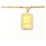 4.6g 14k thin chain with bezel that holds a 1g