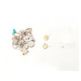 .3g 18k wg earring back; 1.2g 14k yg pr heart