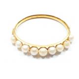 18k yg bracelet with 9 pearls 12.6g;