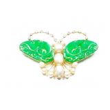 18k yg butterfly broach with green, clear and