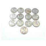 13 - HALF DOLLARS WALKING LIBERTY 1934-1943;