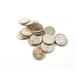 25 - QUARTERS WASHINGTON 1934-1964;