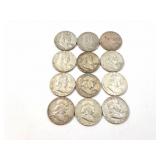 12 - HALF DOLLARS FRANKLIN 1951-1963;