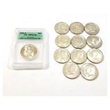 11 - HALF DOLLARS KENNEDY 1964; 1952 D ICG MS62