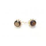 approx 5.1g 14k yg pr earring with brown round