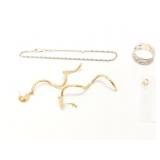 1.5g 14k yg pr dangle style earrings; .2g 14k yg