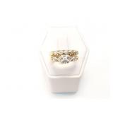 4.5g 14k yg wedding set with clear diamond chips;
