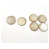 5 - HALF DOLLARS CARVER/WASHINGTON COMM 1952 &