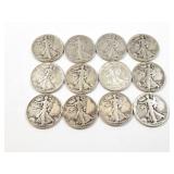 12 - HALF DOLLAR WALKING LIBERTY 1941-1945;
