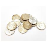 12 - HALF DOLLARS KENNEDY 1964;