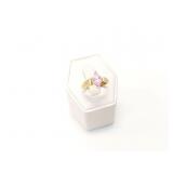 3.1g 10k yg ring with pink marquise shaped stone;
