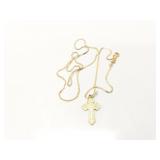 5.4g 14k yg thin chain with 4k yg cross pendant;