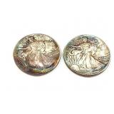 2 - DOLLARS SILV BULLION AMER EAGLE 1987;
