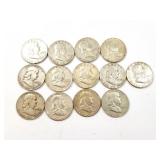 13 - HALF DOLLARS FRANKLIN 1951-1963;