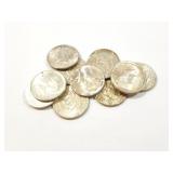 12 - HALF DOLLARS KENNEDY 1964;