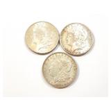 3 - DOLLARS MORGAN 1887-1921; 1923 Peace Dollar;