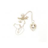 2.6g 14k wg thin chain with attached heart