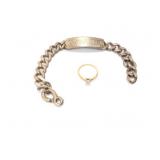 49.5g sterling silver ID bracelet; 1.7g 10k yg